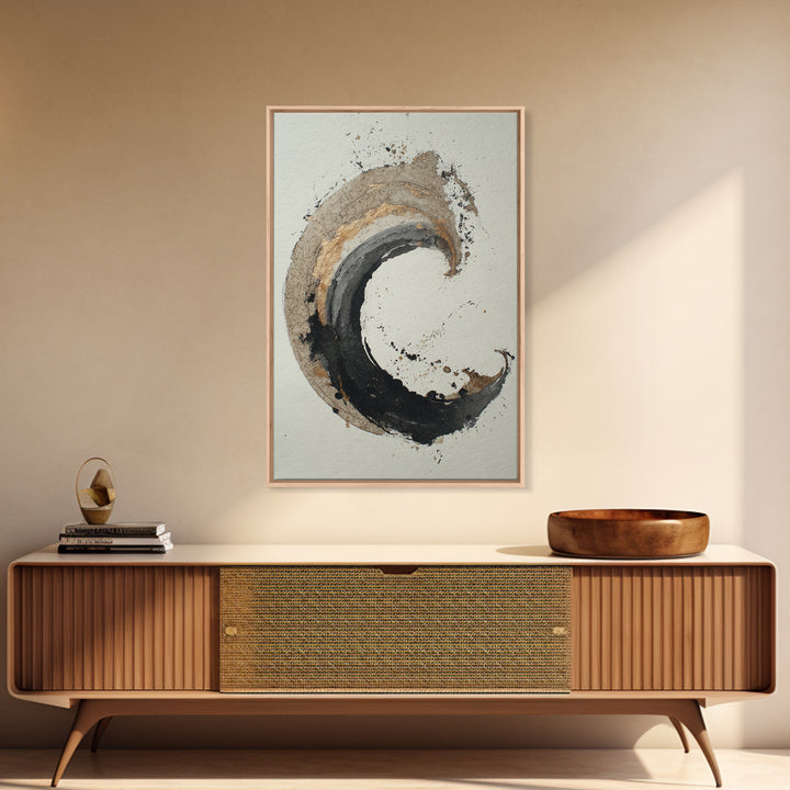 Crescent Moon Made from Elegant Ink Swashes Canvas Print, Calligraphy Art, Calligraphy, Living Room Decor, Fine Art, Script, CAL-2x3-77