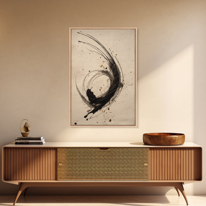 Large Sweeping Black Ink Gesture Like a Canvas Print, Calligraphy Art, Wall Art Print, Living Room Decor, Fine Art, Script, CAL-2x3-81