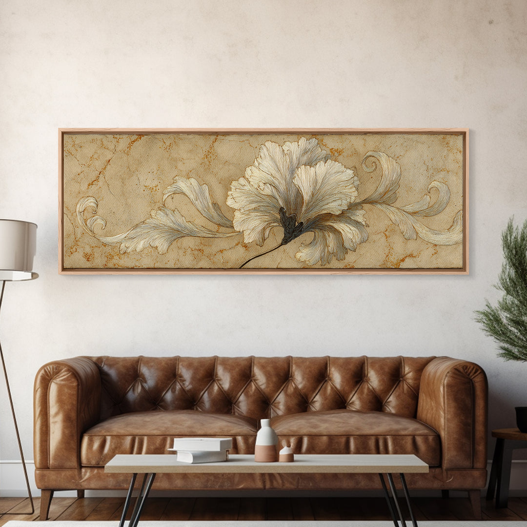 Single Elegant Flourish Shaped Like a Flower Canvas Print, Calligraphy Art, Bedroom Wall Decor, Living Room Decor, Script, CAL-3x1-45