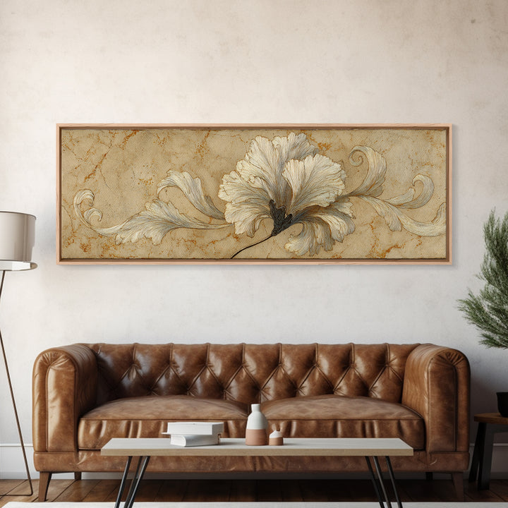 Single Elegant Flourish Shaped Like a Flower Canvas Print, Calligraphy Art, Bedroom Wall Decor, Living Room Decor, Script, CAL-3x1-45