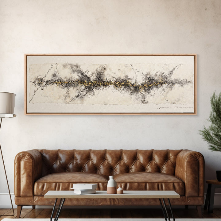 Ornamental Frame of Flourished Pen Curves Framed Canvas Print, Calligraphy Art, Calligraphy, Living Room Decor, Script, CAL-3x1-58
