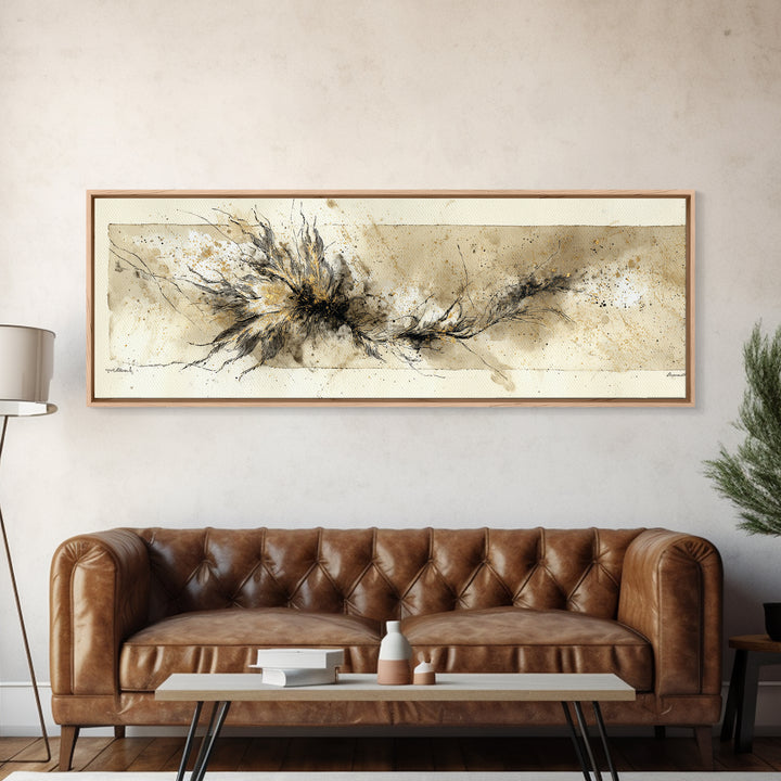 Single Elegant Flourish Shaped Like a Flower Canvas Print, Calligraphy Art, Spiritual Wall Art, Living Room Decor, Oil Painting, CAL-3x1-93