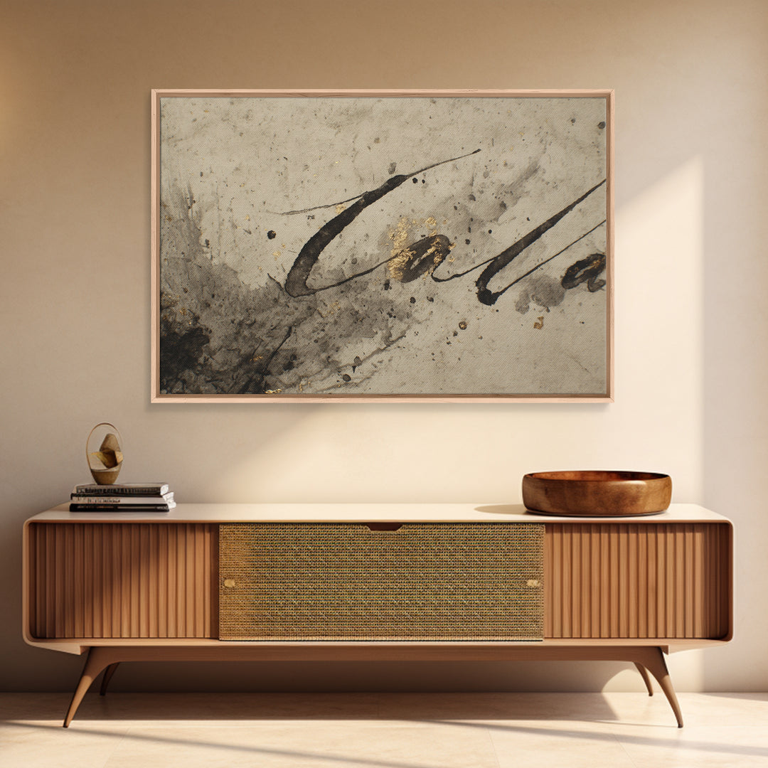 Expressive Musical Rhythm Painted as Ink Strokes Canvas Print, Calligraphy Art, Fine Art Print, Living Room Decor, Script, CAL-3x2-100