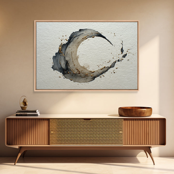Crescent Moon Made from Elegant Ink Swashes Canvas Print, Calligraphy Art, Scripture Art, Living Room Decor, Fine Art, Script, CAL-3x2-49
