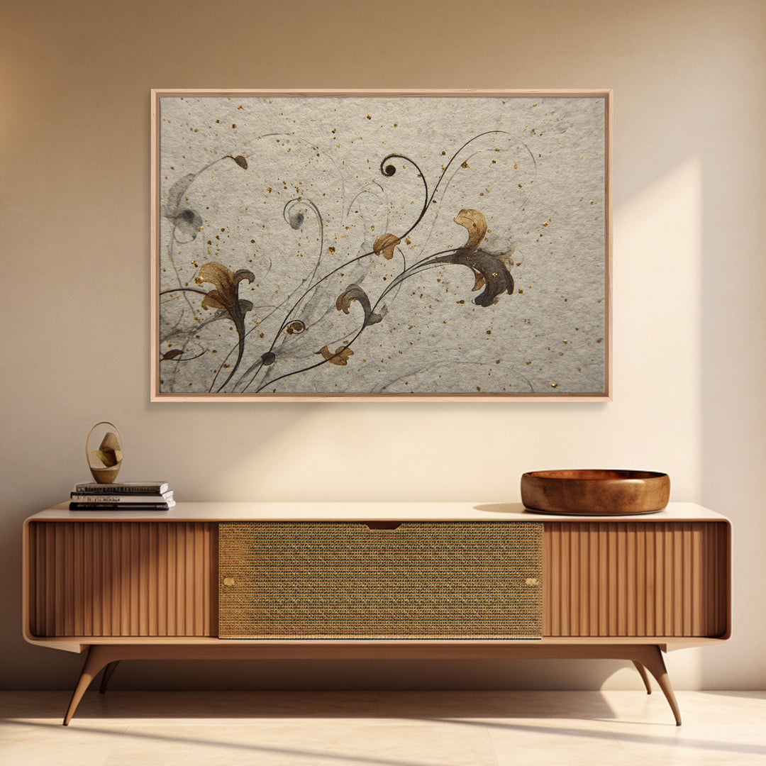 Floral Vine Created from Graceful Script Like Canvas Print, Calligraphy Art, Digital Print, Living Room Decor, Script, CAL-3x2-63