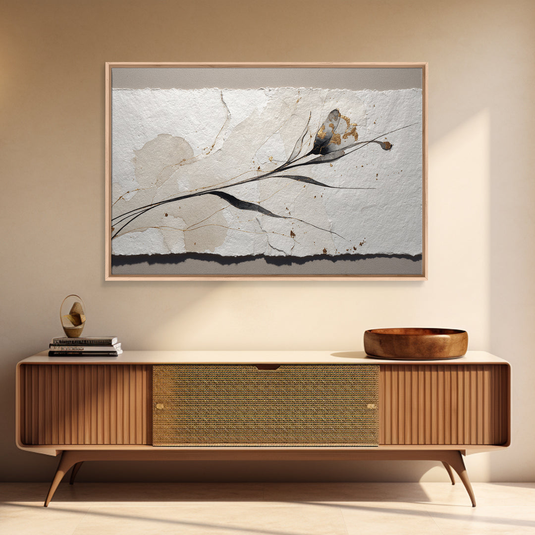 Single Elegant Flourish Shaped Like a Flower Canvas Print, Calligraphy Art, Japanese Decor, Living Room Decor, Script, CAL-3x2-81