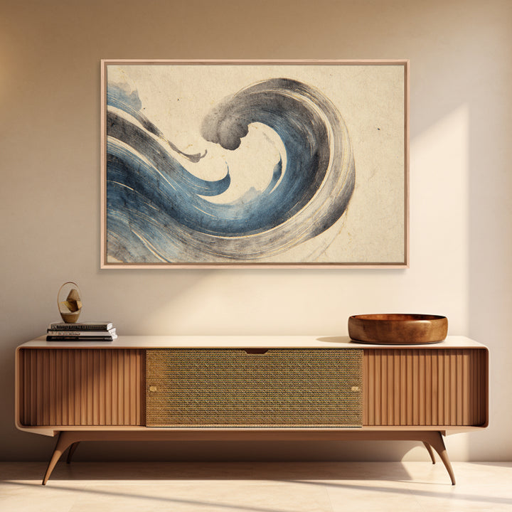 Modern Calligraphy Wave Framed Canvas Print, Calligraphy Art, Bedroom Wall Decor, Living Room Decor, Fine Art, Script, CAL-3x2-86