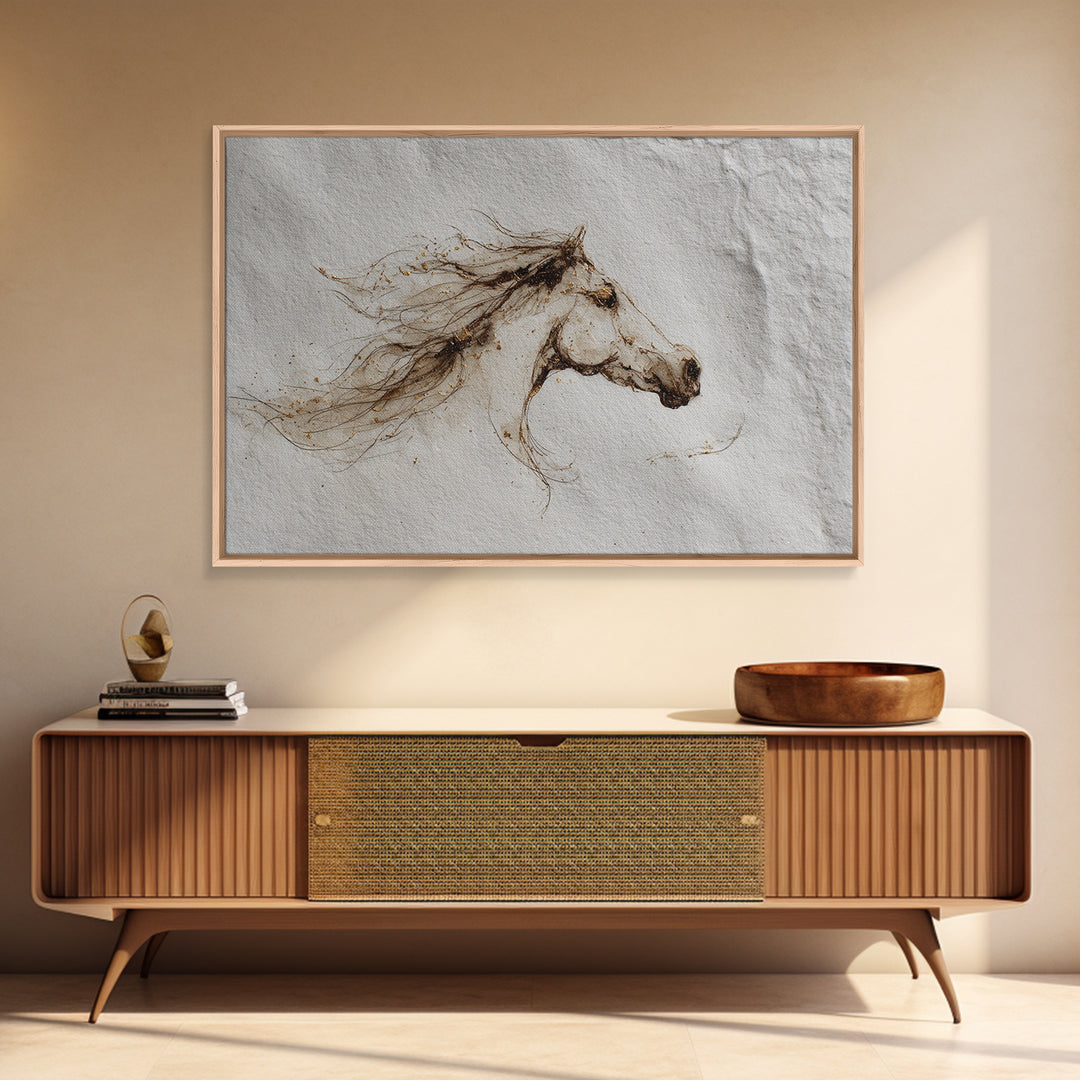Calligraphic Horse Silhouette Made from One Line Canvas Print, Calligraphy Art, Quote Wall Art, Living Room Decor, Script, CAL-3x2-93
