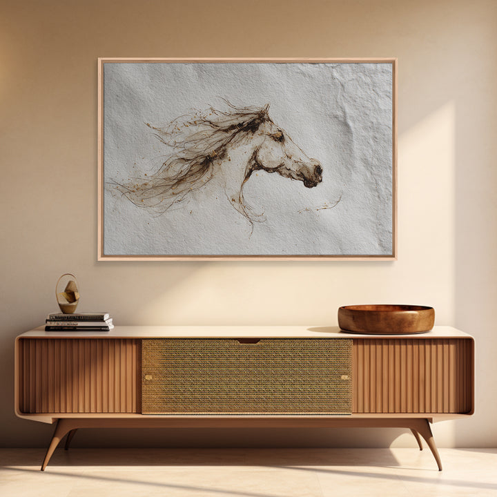 Calligraphic Horse Silhouette Made from One Line Canvas Print, Calligraphy Art, Quote Wall Art, Living Room Decor, Script, CAL-3x2-93