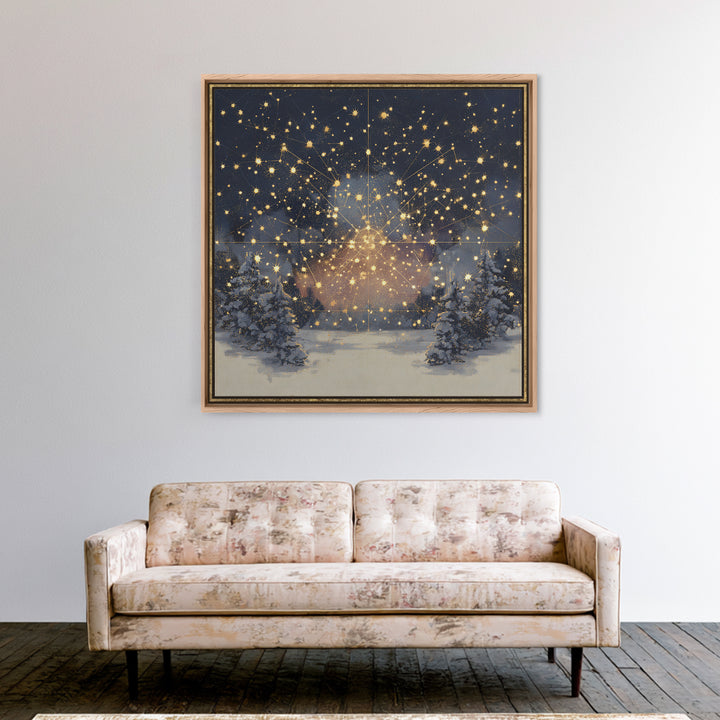 Aurora Borealis over Snowy Pines Canvas Print, Celestial Art, Celestial Decor, Living Room Decor, Fine Art, Celestial, CEL-1x1-17