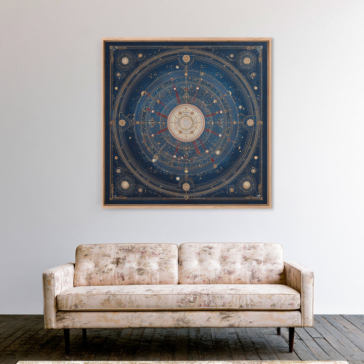 Glowing Planet with Rings and Tiny Moons Canvas Print, Celestial Art, Colorful Wall Art, Living Room Decor, Oil Painting, CEL-1x1-30
