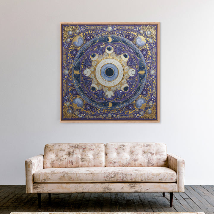Mystic Eye Surrounded by Moons and Constellations Canvas Print, Celestial Art, Luxury Decor, Living Room Decor, Celestial, CEL-1x1-40