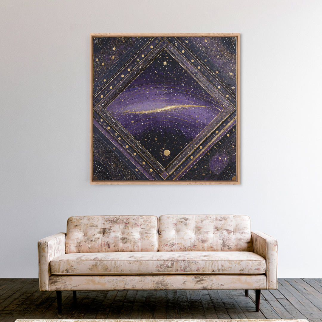 Dreamlike Comet Crossing a Violet Sky Canvas Print, Celestial Art, Whimsical Art, Living Room Decor, Fine Art, Celestial, CEL-1x1-60