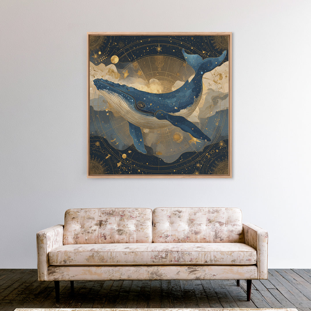 Cosmic Whale Swimming Through a Star Field Canvas Print, Celestial Art, Modern Decor, Living Room Decor, Fine Art, Celestial, CEL-1x1-77