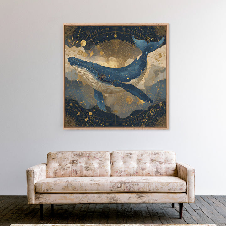 Cosmic Whale Swimming Through a Star Field Canvas Print, Celestial Art, Modern Decor, Living Room Decor, Fine Art, Celestial, CEL-1x1-77