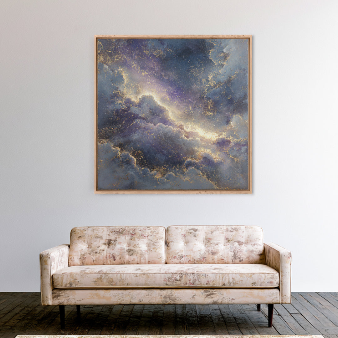 Galaxy Swirl with Jewel Tone Nebula Clouds Canvas Print, Celestial Art, Minimalist Art, Living Room Decor, Fine Art, Celestial, CEL-1x1-92