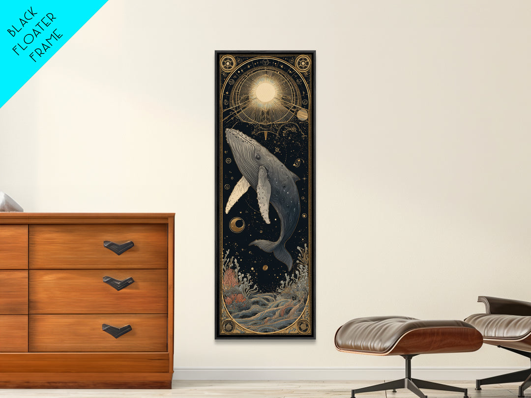 Cosmic Whale Swimming Through a Star Field Canvas Print, Celestial Art, Fine Art Print, Living Room Decor, Fine Art, Celestial, CEL-1x3-65