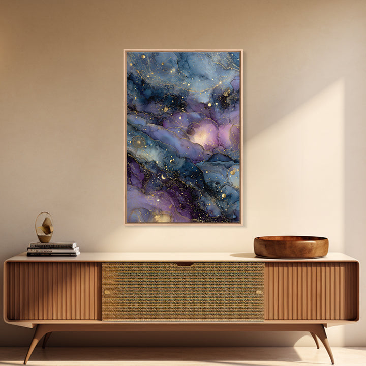 Galaxy Swirl with Jewel Tone Nebula Clouds Framed Canvas Print, Celestial Art, Space Art, Living Room Decor, Celestial, CEL-2x3-4