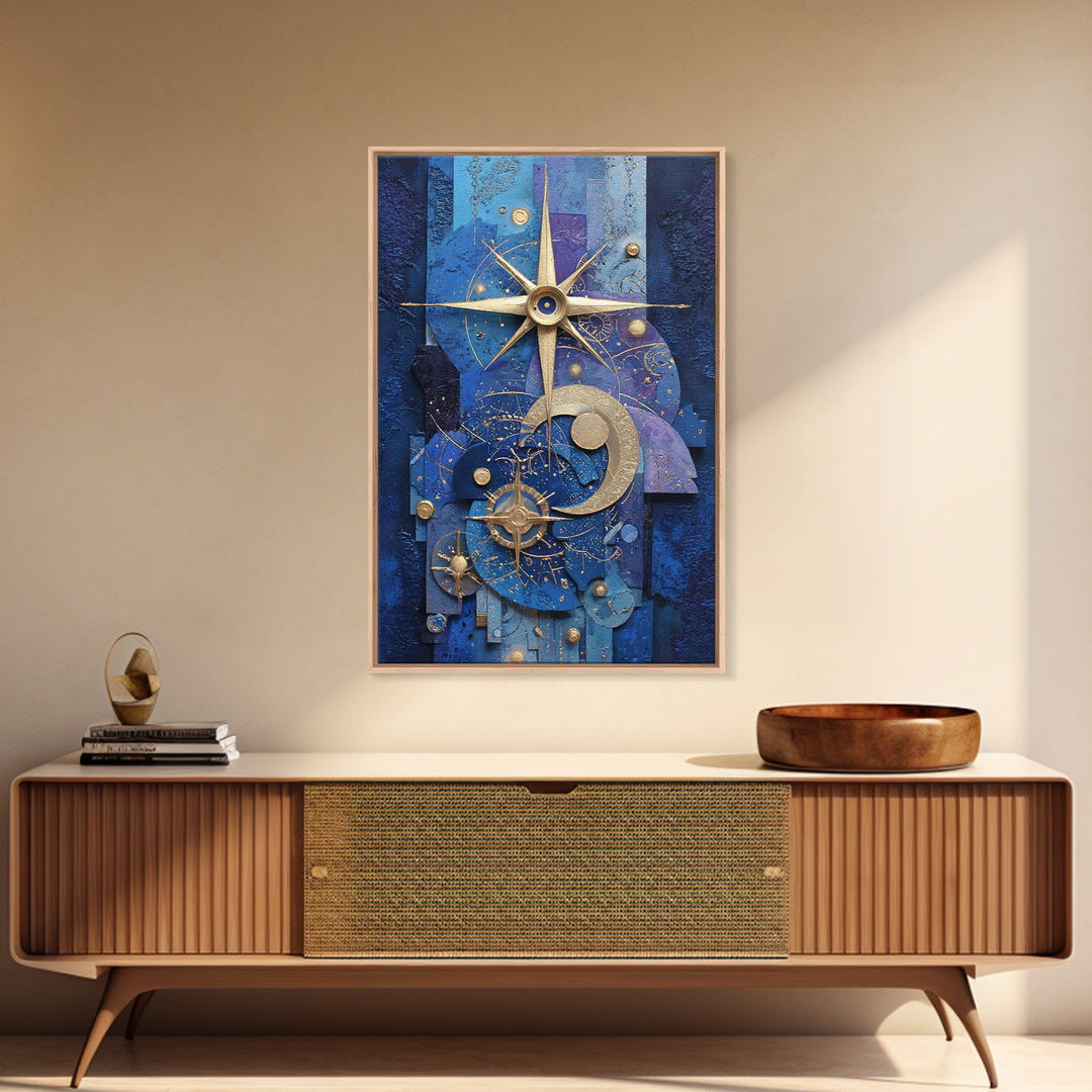 Blue Star Map Framed Canvas Print, Celestial Art, Wall Decor, Living Room Decor, Fine Art, Celestial, Contemporary Art, CEL-2x3-6