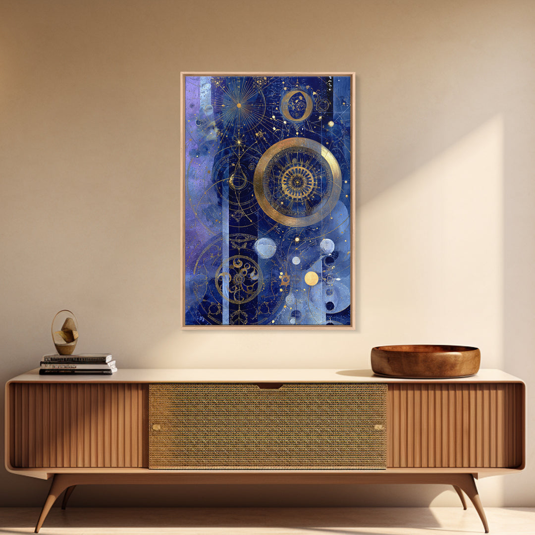 Blue Star Map Framed Canvas Print, Celestial Art, Minimalist Decor, Living Room Decor, Fine Art, Celestial, Boho Wall Art, CEL-2x3-78