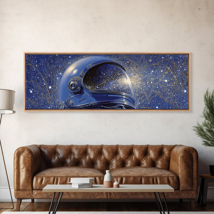Astronaut Helmet Reflecting a Field of Stars Canvas Print, Celestial Art, Fine Art Print, Living Room Decor, Abstract Art, CEL-3x1-31