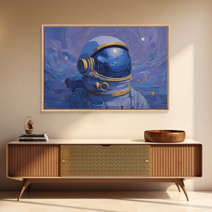 Astronaut Helmet Reflecting a Field of Stars Canvas Print, Celestial Art, Fine Art Print, Living Room Decor, Celestial, CEL-3x2-91