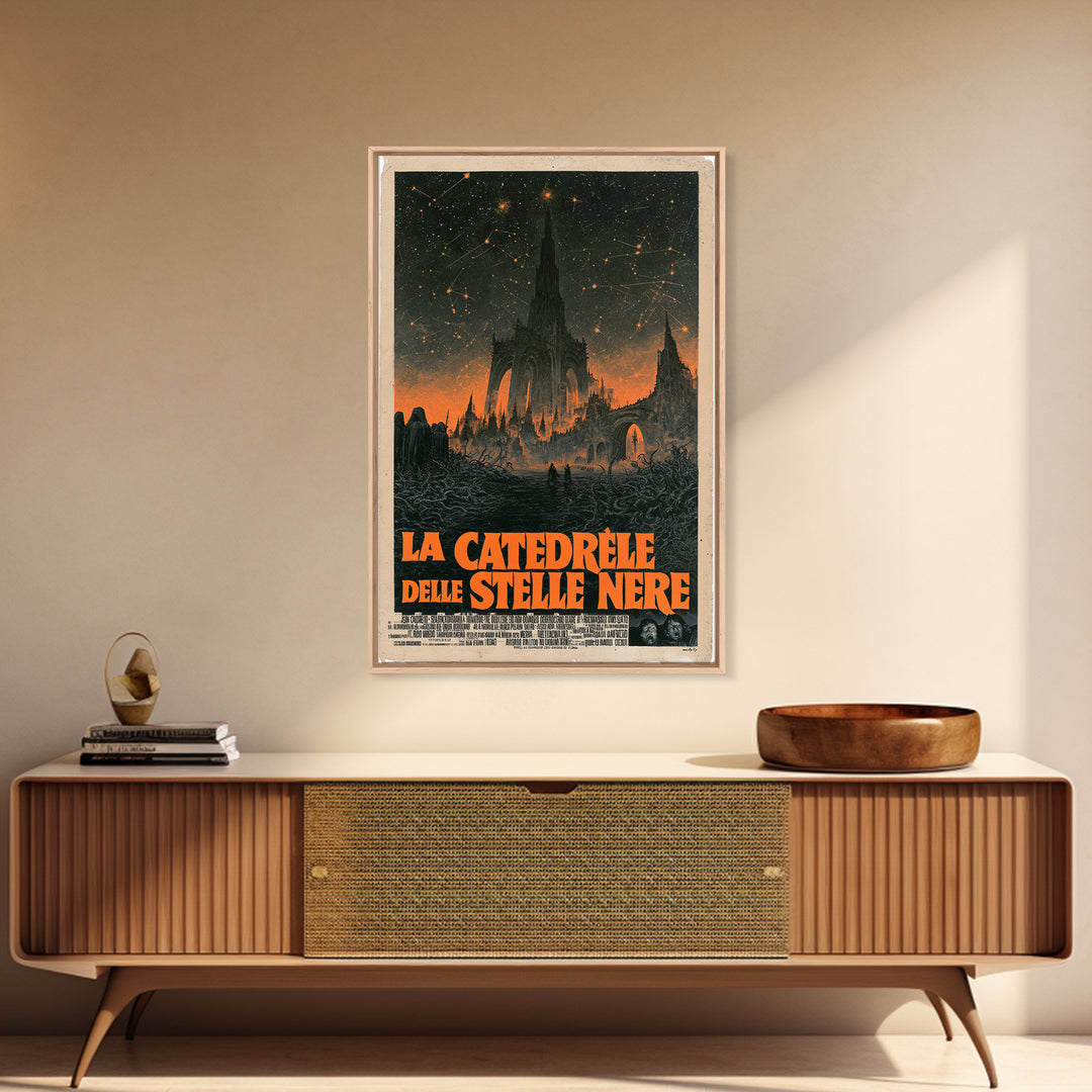 The Cathedral Of Black Stars, Italian Language Horror Movie Poster, 1970s Horror Art, Lovecraftian Horror Poster, Framed Canvas Print