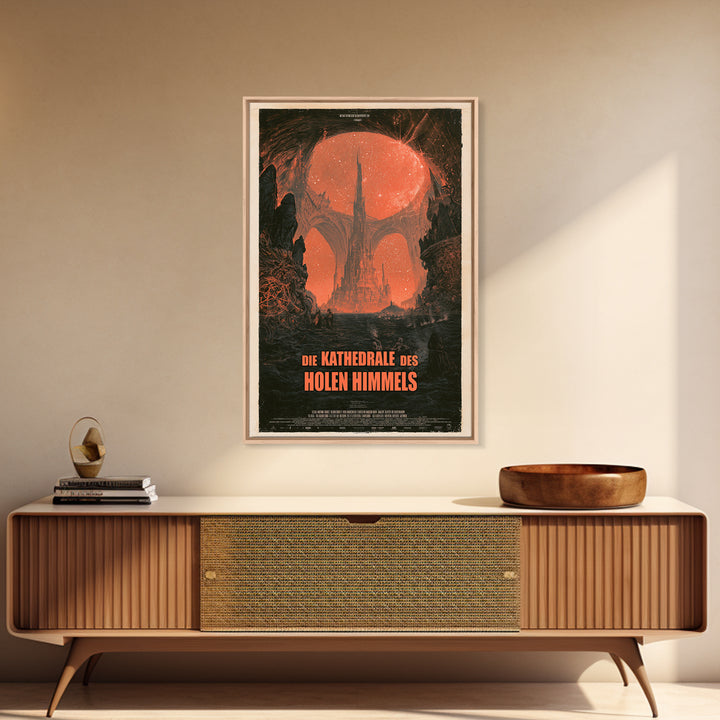 The Cathedral Of The Hollow Sky, German Language Horror Movie Poster, 1960s Horror Art, Eldritch Cinema Wall Art, Framed Canvas Print