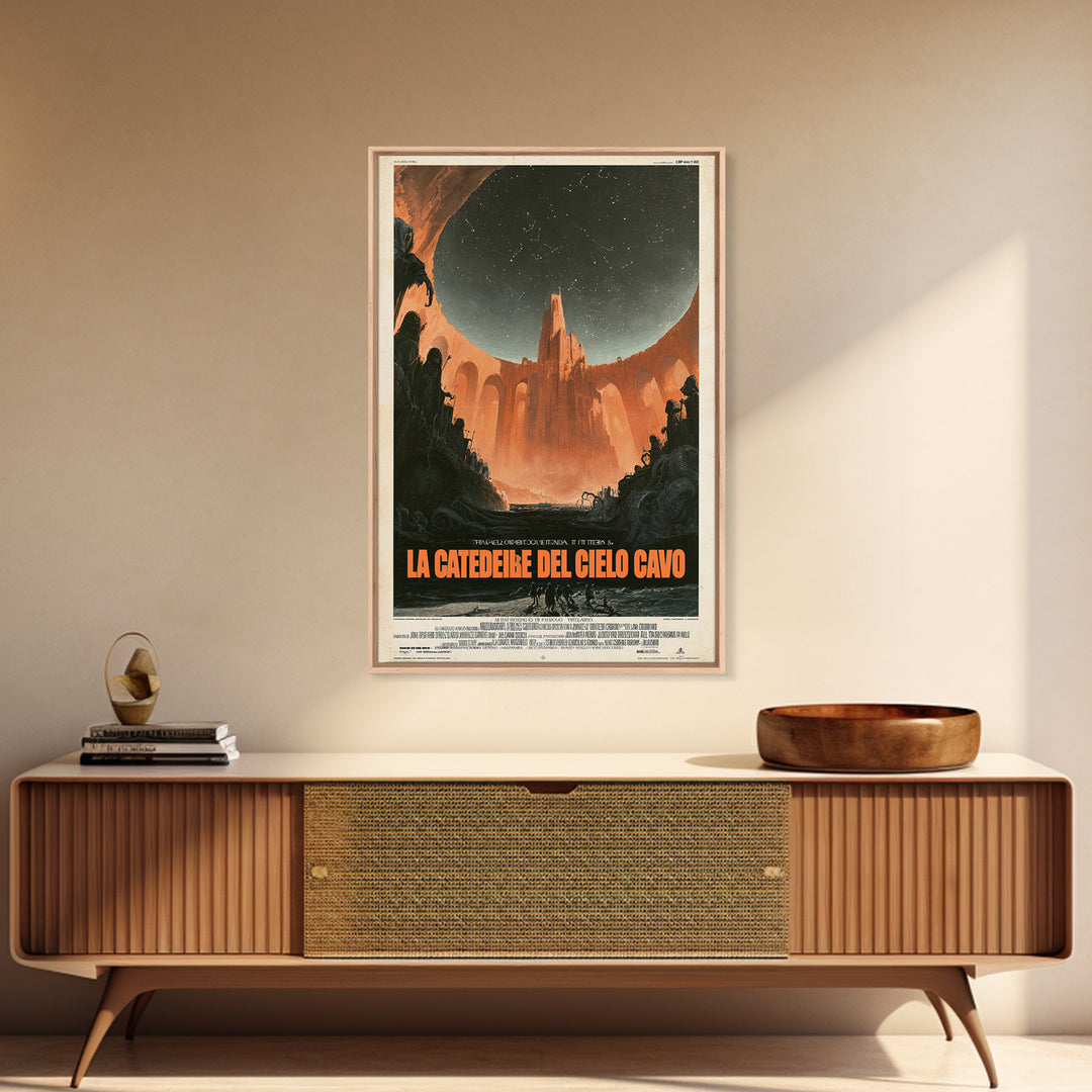 The Cathedral Of The Hollow Sky, Italian Language Horror Movie Poster, 1970s Horror Art, Eldritch Cinema Wall Art, Framed Canvas Print