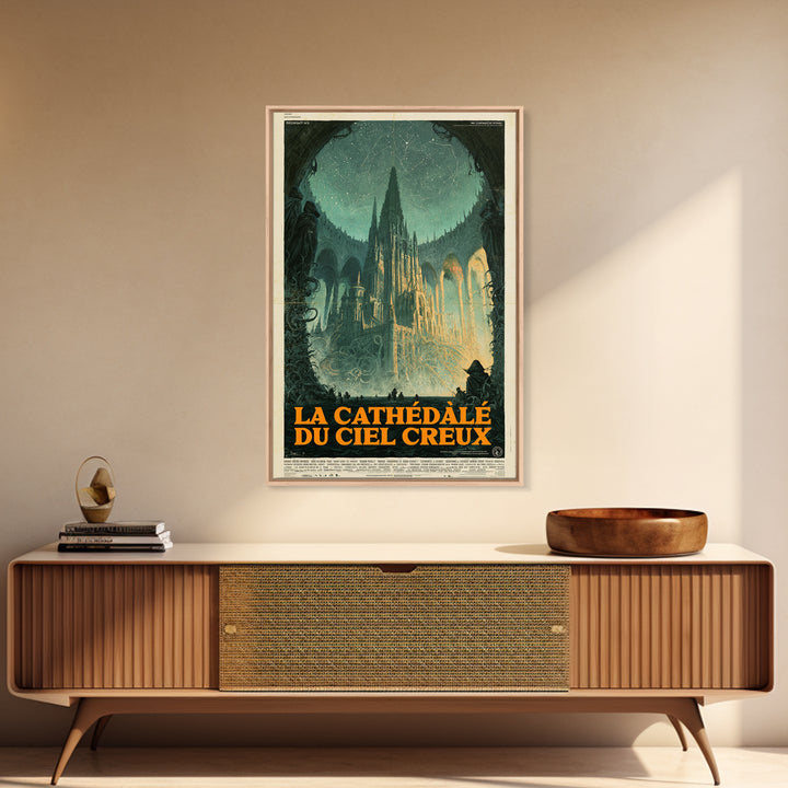 The Cathedral Of The Hollow Sky, French Language Horror Movie Poster, 1960s Horror Art, Gothic Cinema Wall Art, Framed Canvas Print