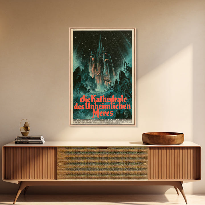 The Cathedral Of The Eldritch Sea, German Language Horror Movie Poster, 1960s Horror Art, Retro Horror Movie Art, Canvas Print