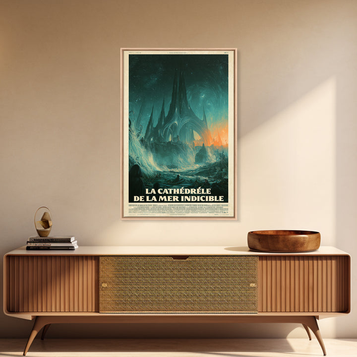 The Cathedral Of The Eldritch Sea, French Language Horror Movie Poster, 1960s Horror Art, Gothic Cinema Wall Art, Framed Canvas Print