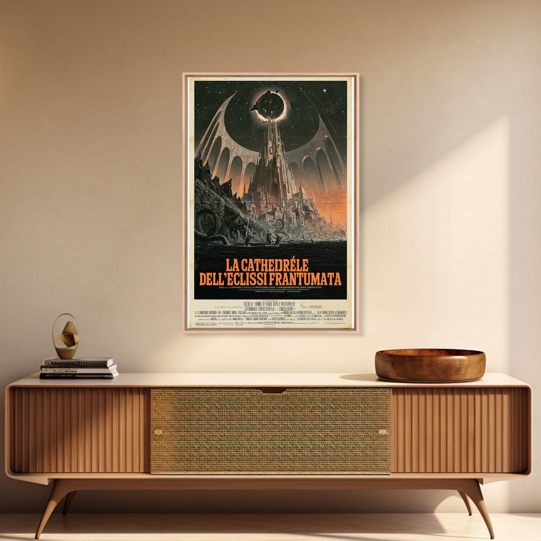 The Cathedral Of The Shattered Eclipse, Italian Language Horror Movie Poster, 1970s Horror Art, Gothic Cinema Wall Art, Framed Canvas Print