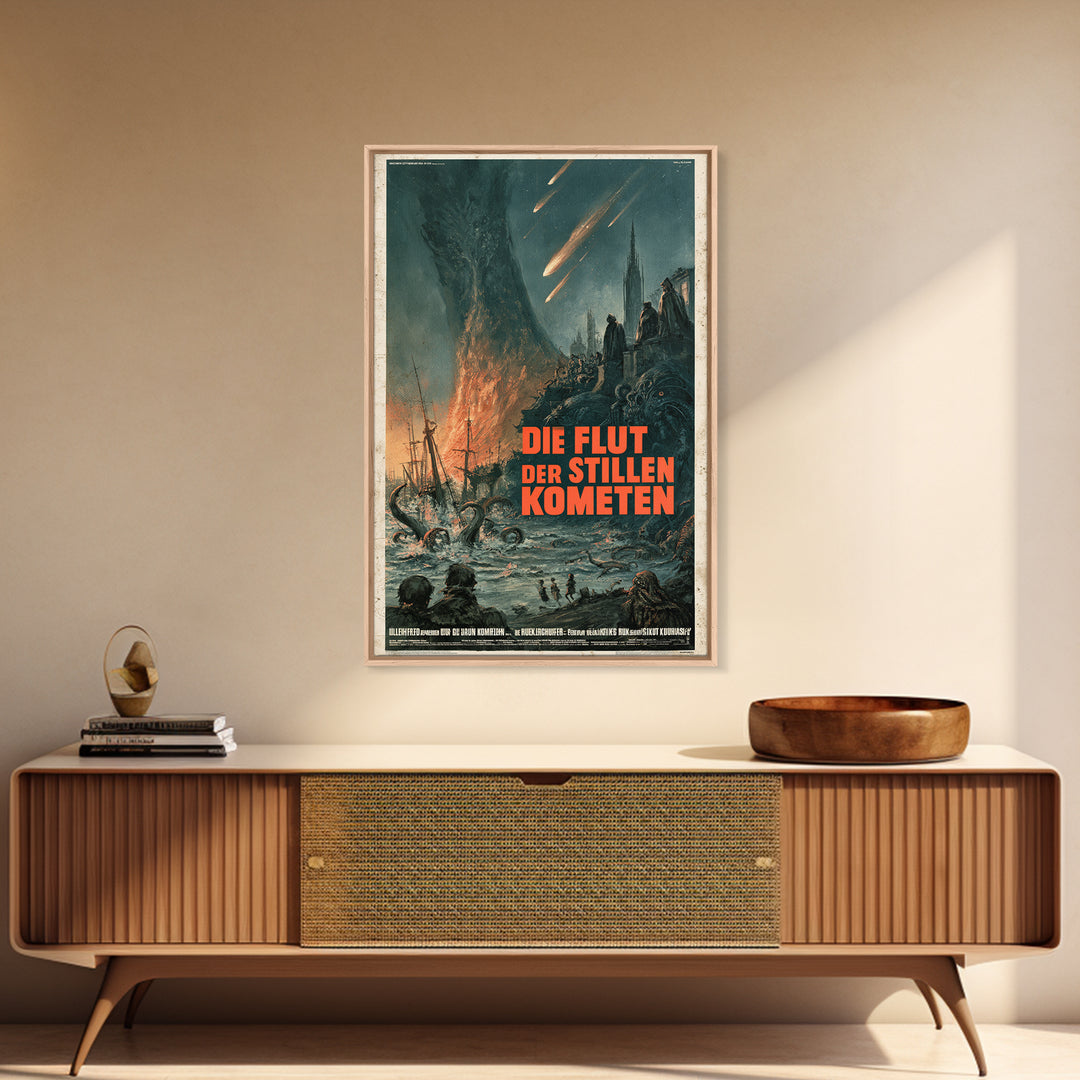 The Tide Of Silent Comets, German Language Horror Movie Poster, 1960s Horror Art, Lovecraftian Horror Poster, Framed Canvas Print