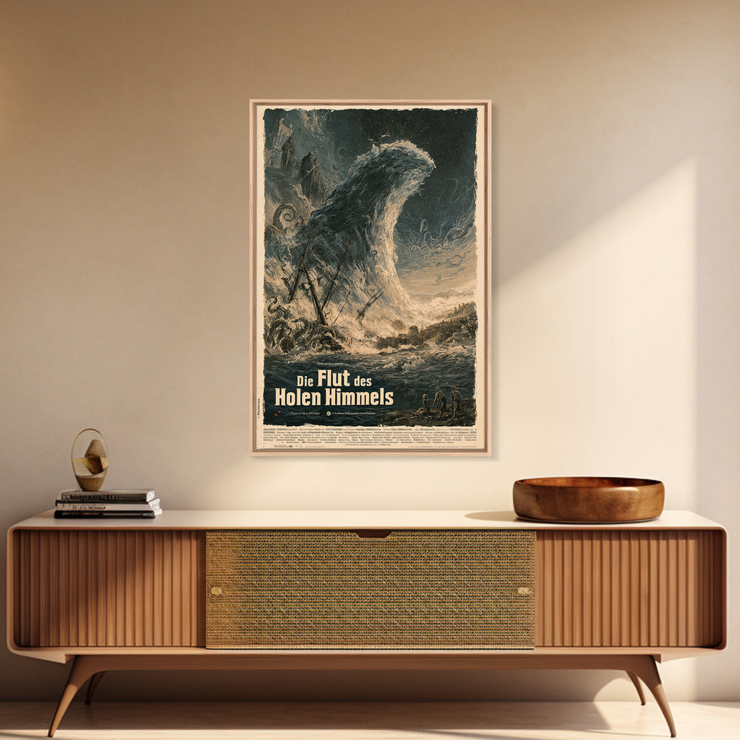The Tide Of The Hollow Sky, German Language Horror Movie Poster, 1960s Horror Art, Gothic Cinema Wall Art, Framed Canvas Print