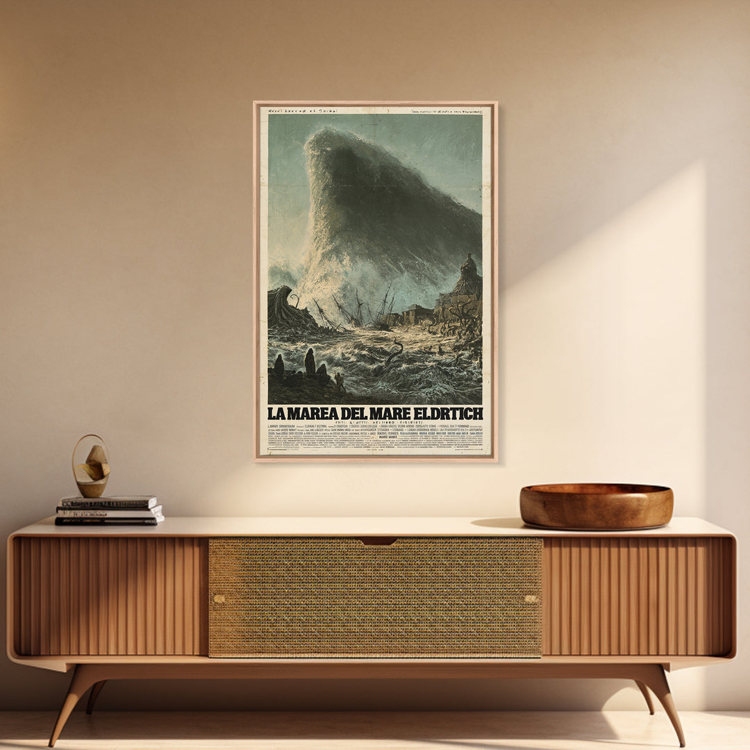 The Tide Of The Eldritch Sea, Italian Language Horror Movie Poster, 1970s Horror Art, Gothic Cinema Wall Art, Framed Canvas Print