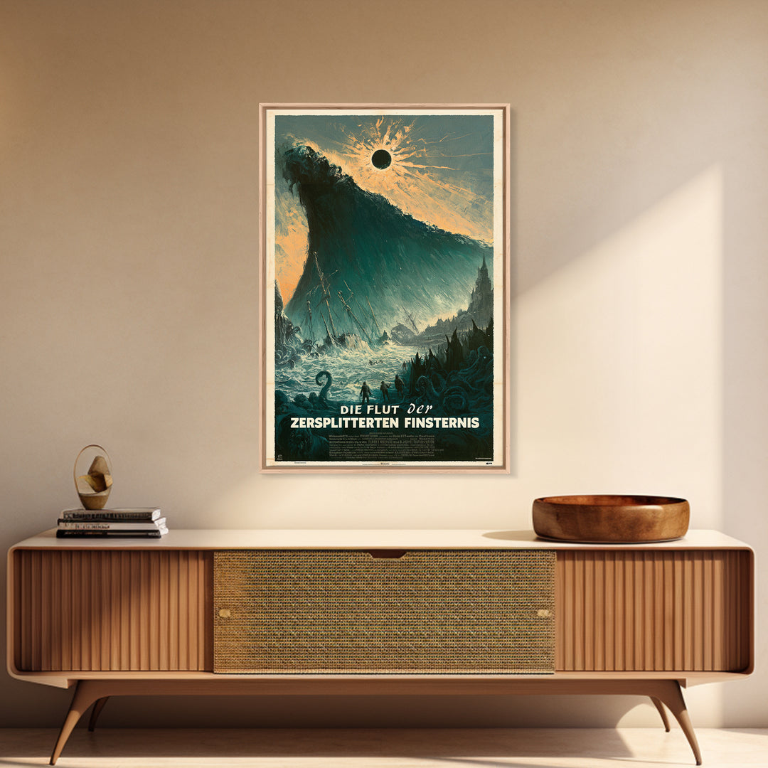 The Tide Of The Shattered Eclipse, German Language Horror Movie Poster, 1960s Horror Art, Gothic Cinema Wall Art, Framed Canvas Print