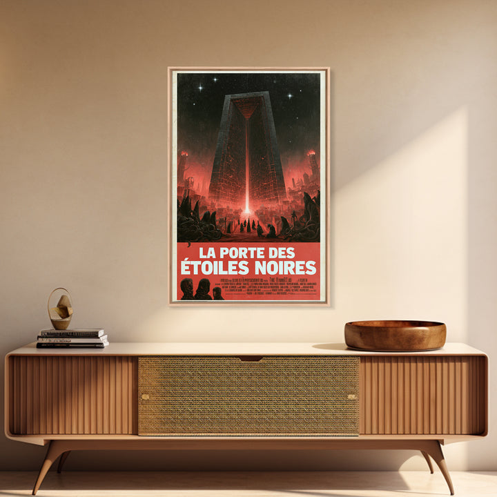 The Gate Of Black Stars, French Language Horror Movie Poster, 1960s Horror Art, Gothic Cinema Wall Art, Framed Canvas Print