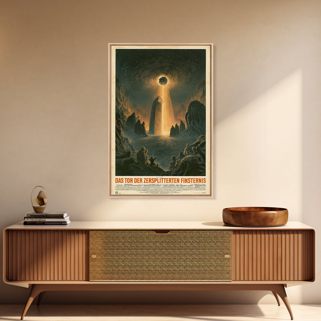 The Gate Of The Shattered Eclipse, German Language Horror Movie Poster, 1960s Horror Art, Lovecraftian Horror Poster, Framed Canvas Print