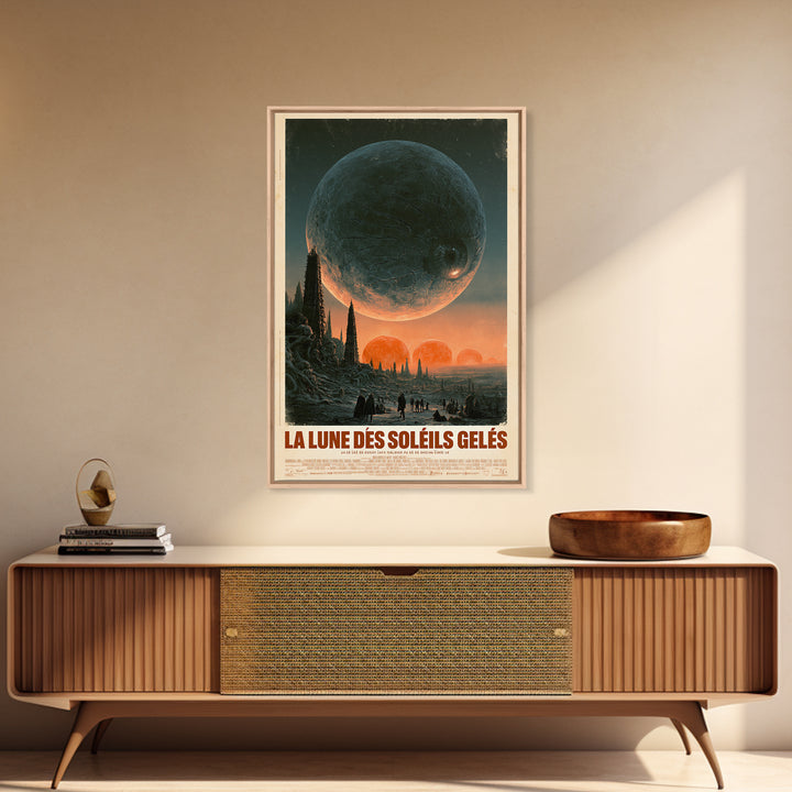 The Moon Of Frozen Suns, French Language Horror Movie Poster, 1960s Horror Art, Gothic Cinema Wall Art, Framed Canvas Print, Halloween Decor