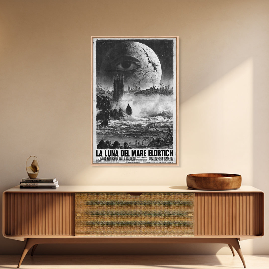 The Moon Of The Eldritch Sea, Italian Language Horror Movie Poster, 1970s Horror Art, Gothic Cinema Wall Art, Framed Canvas Print
