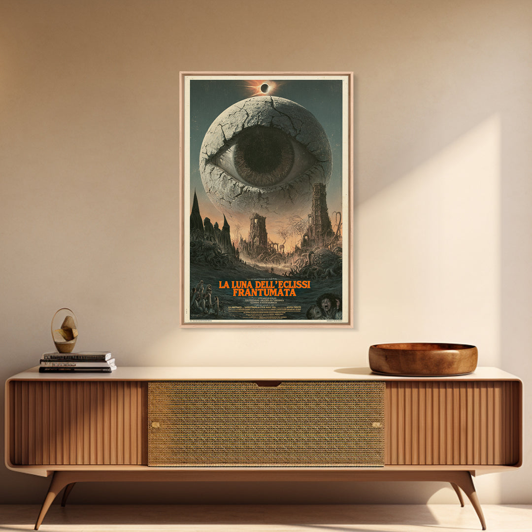 The Moon Of The Shattered Eclipse, Italian Language Horror Movie Poster, 1970s Horror Art, Gothic Cinema Wall Art, Framed Canvas Print