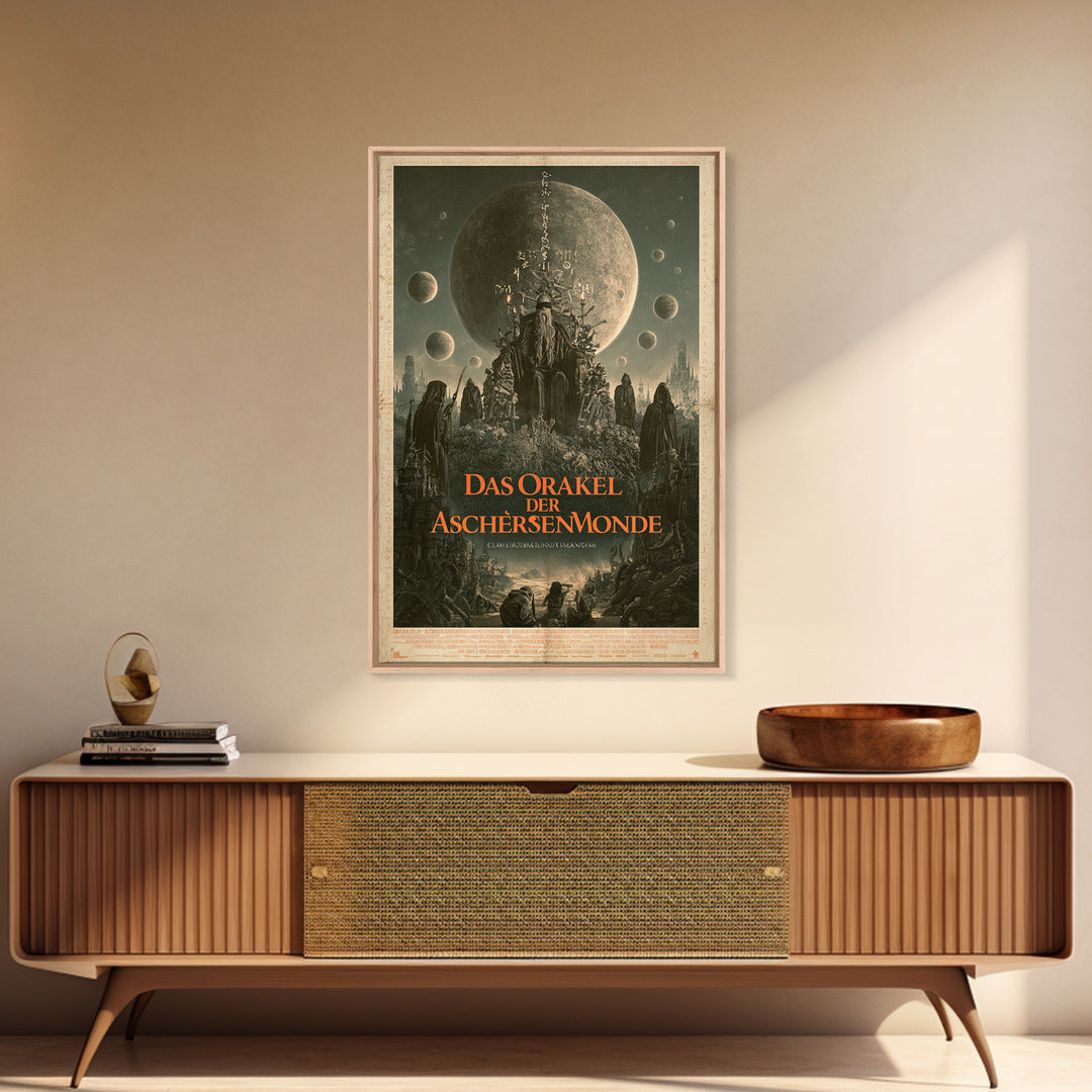 The Oracle Of Ashen Moons, German Language Horror Movie Poster, 1960s Horror Art, Gothic Cinema Wall Art, Framed Canvas Print