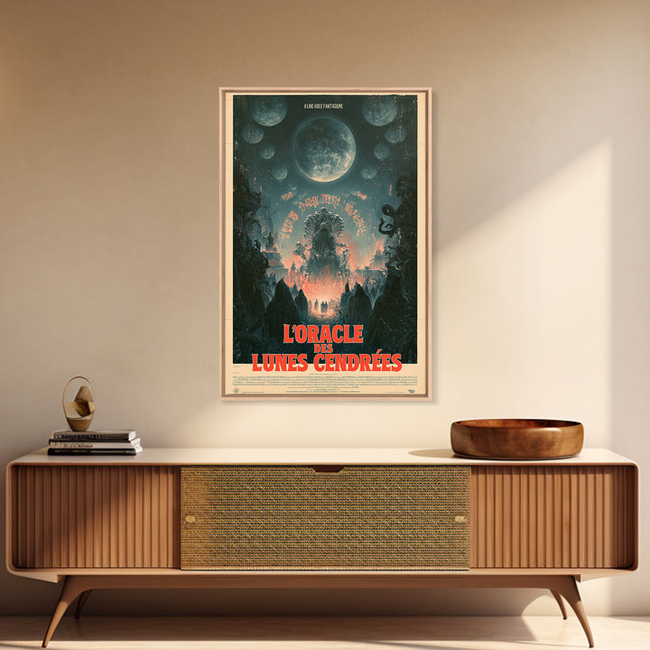 The Oracle Of Ashen Moons, French Language Horror Movie Poster, 1960s Horror Art, Gothic Cinema Wall Art, Framed Canvas Print