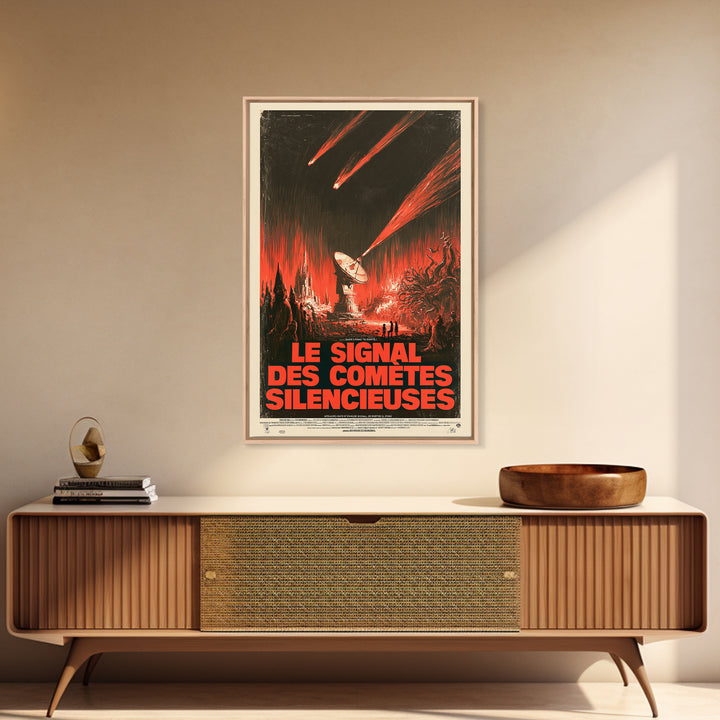 The Signal Of Silent Comets, French Language Horror Movie Poster, 1960s Horror Art, Lovecraftian Horror Poster, Framed Canvas Print