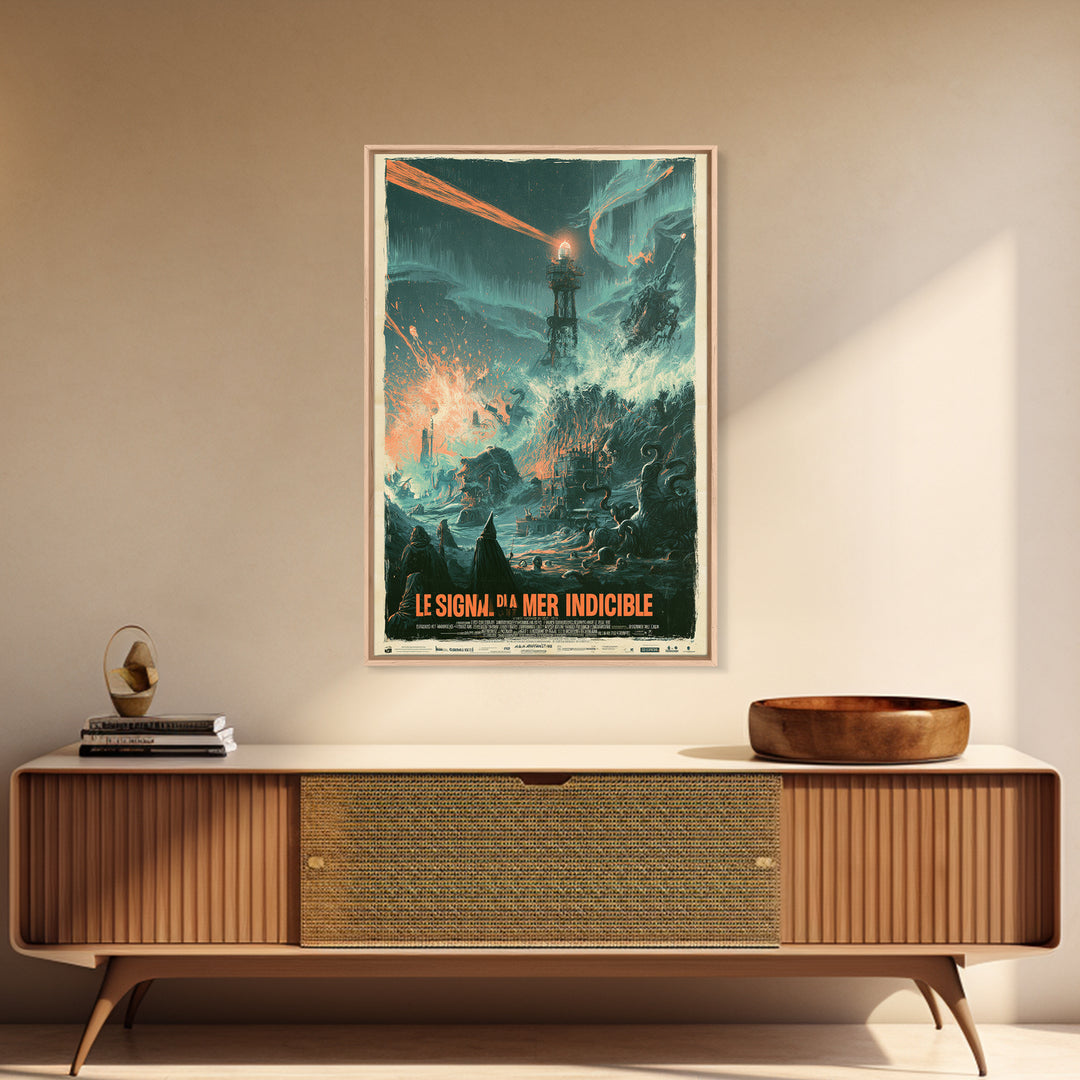 The Signal Of The Eldritch Sea, French Language Horror Movie Poster, 1960s Horror Art, Classic Monster Poster, Canvas Print