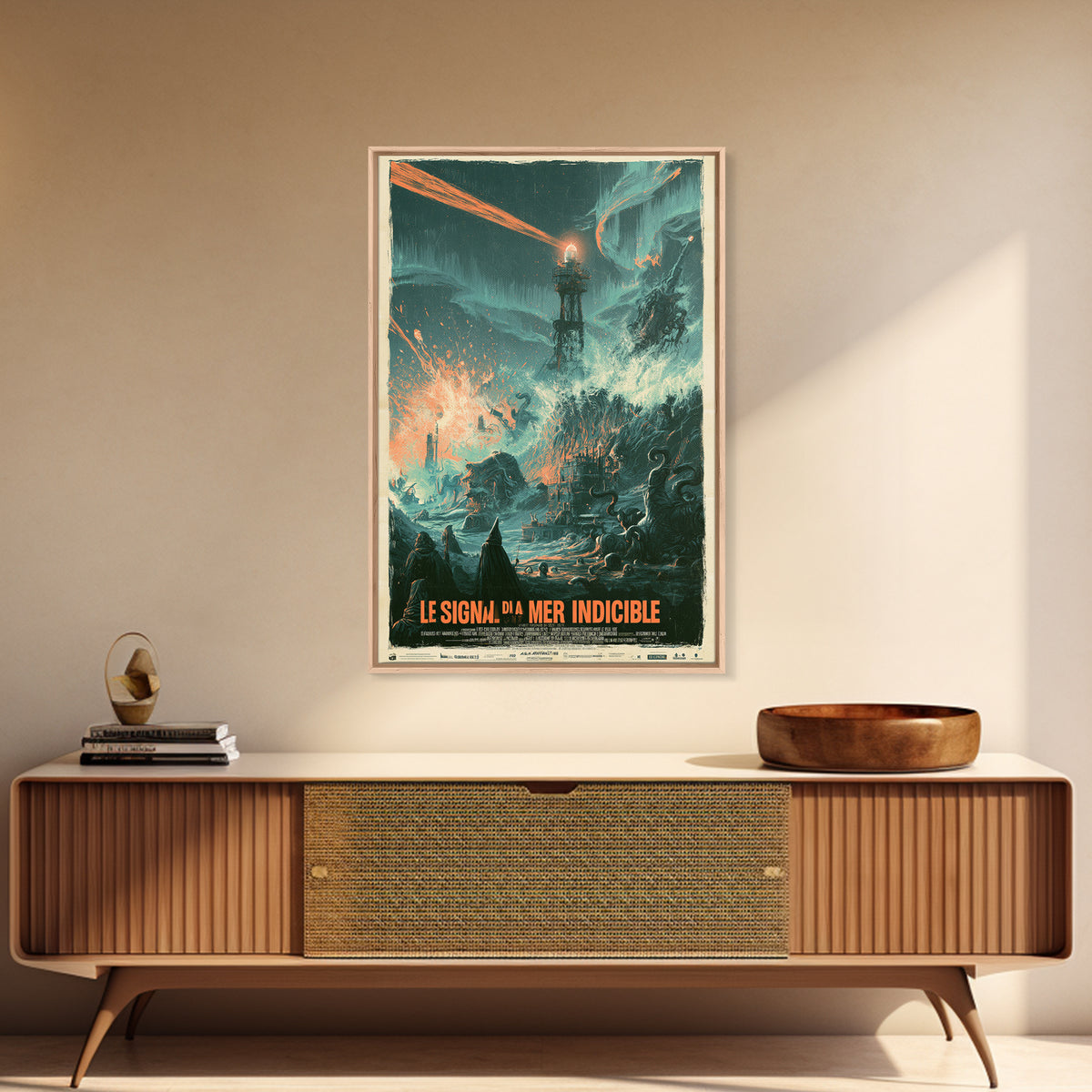 The Signal Of The Eldritch Sea, French Language Horror Movie Poster, 1960s Horror Art, Classic Monster Poster, Canvas Print
