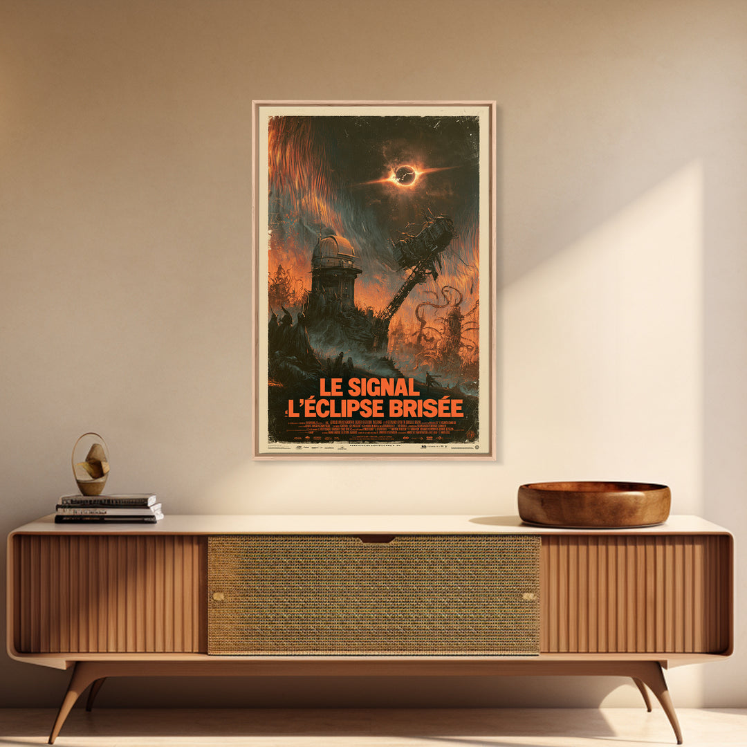 The Signal Of The Shattered Eclipse, French Language Horror Movie Poster, 1960s Horror Art, Eldritch Cinema Wall Art, Framed Canvas Print