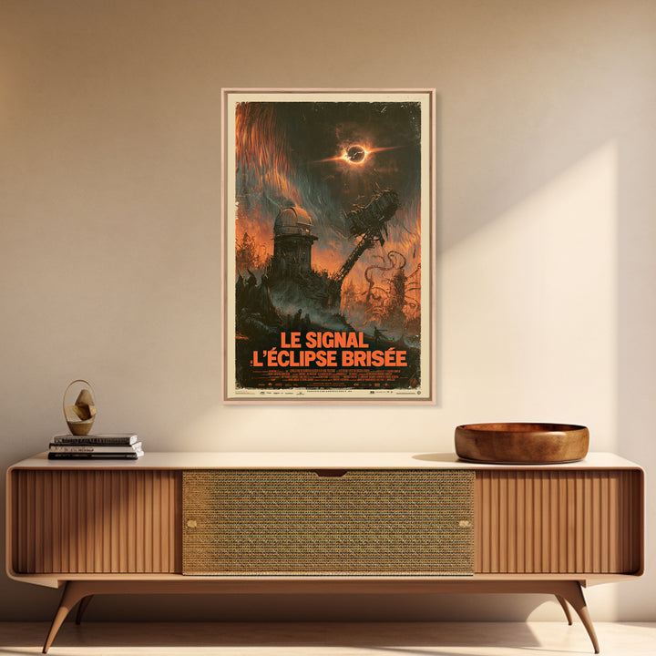 The Signal Of The Shattered Eclipse, French Language Horror Movie Poster, 1960s Horror Art, Eldritch Cinema Wall Art, Framed Canvas Print