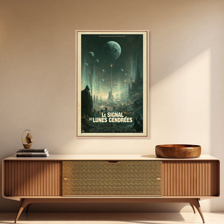 The Signal Of Ashen Moons, French Language Horror Movie Poster, 1960s Horror Art, Eldritch Cinema Wall Art, Framed Canvas Print